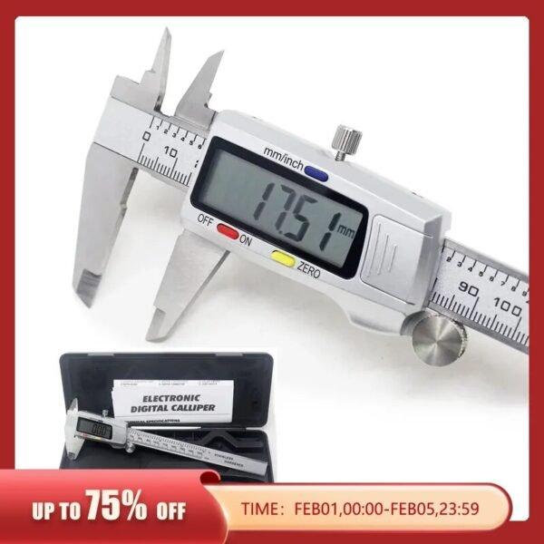 Digital Vernier Caliper Stainless Steel Micrometer Measuring Tool