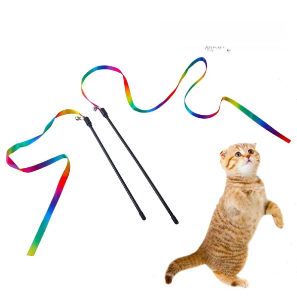 7-color Rainbow Cat Toy Bell Ringing Long Stick Toy Cats Dogs Teaser