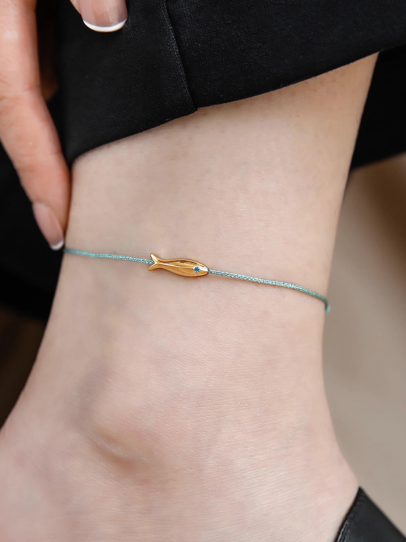 Lucky Koi Anklet Small Fish Braided Anklet Extremely Fine 18K Gold Plated 2023 Summer New Niche