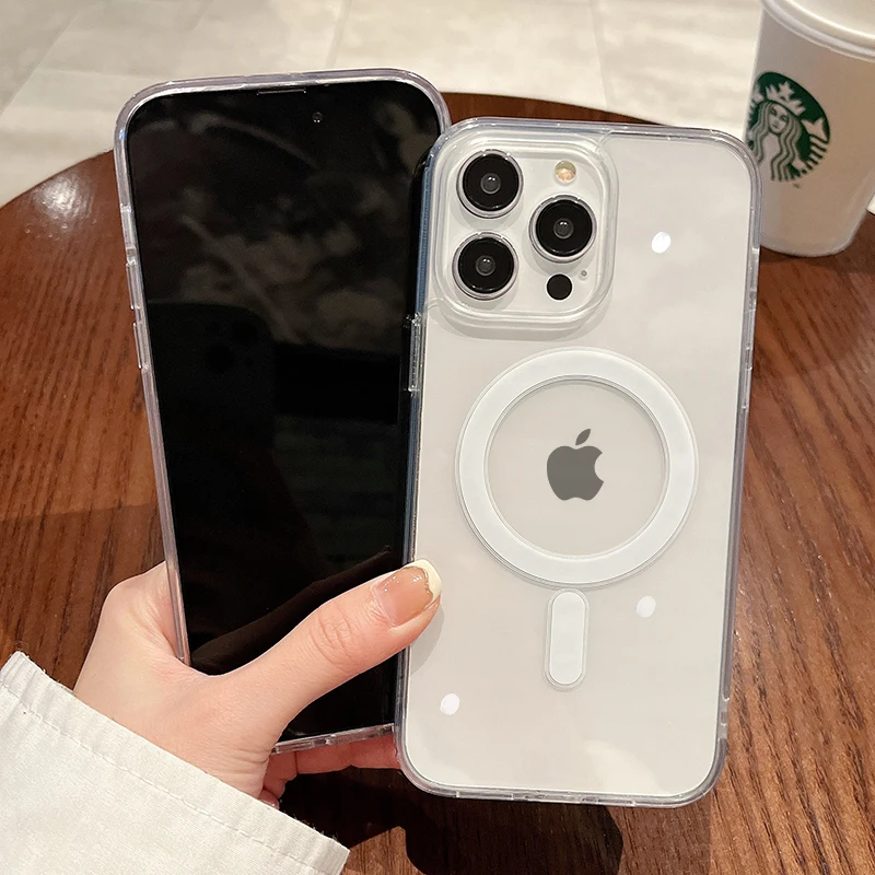 Magesafe Magnetic Transparent Wireless Charge Case For iPhone 11 12 13 14 15 Pro Max