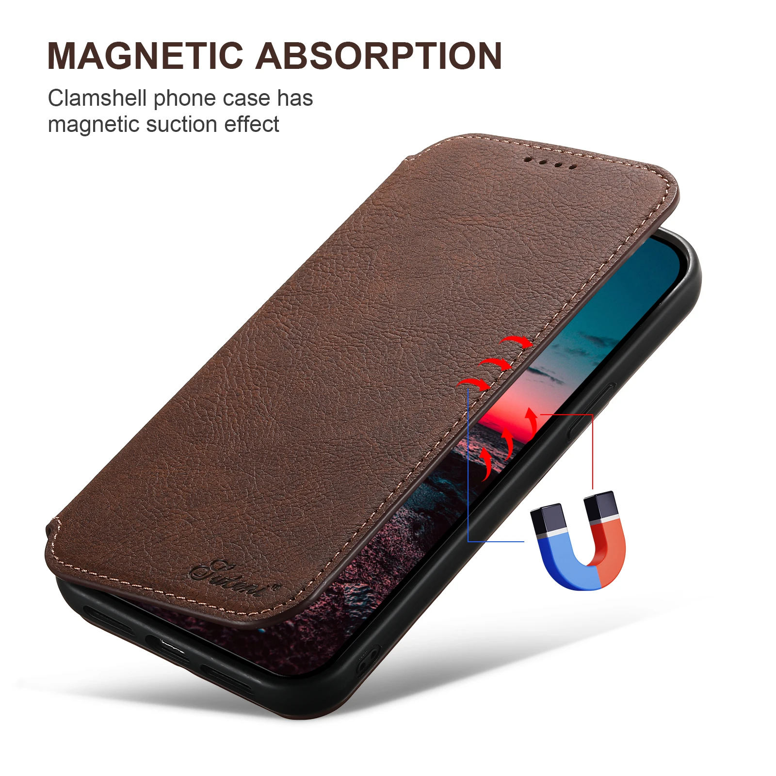 SUTENI Magsafe Leather Luxury Phone Case For iPhone 12 13 14 15 Pro Max Plus Ultra Flip Wallet Card Holder