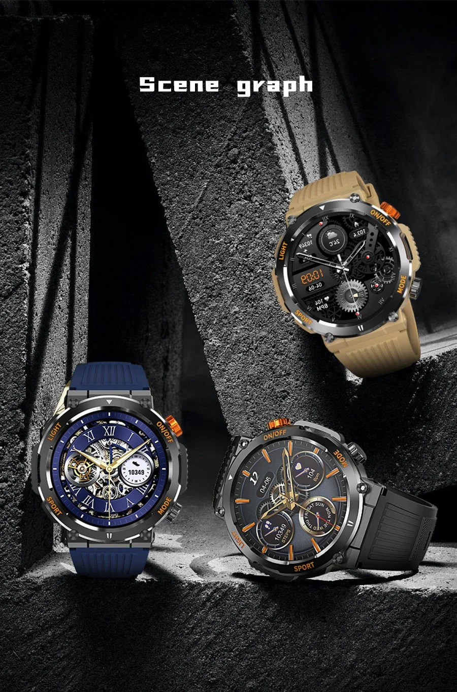 HT17 Smart Watch Men Women Compass Lighting Sports Fitness Watch IP67 Waterproof Bluetooth Call Health Monitor