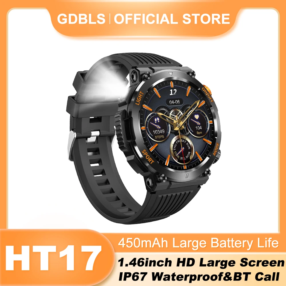 HT17 Smart Watch Men Women Compass Lighting Sports Fitness Watch IP67 Waterproof Bluetooth Call Health Monitor