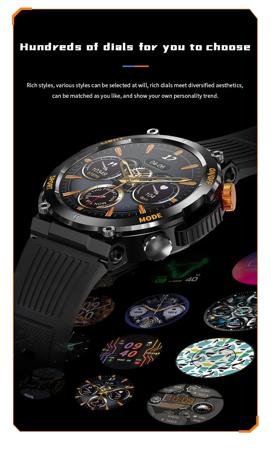 HT17 Smart Watch Men Women Compass Lighting Sports Fitness Watch IP67 Waterproof Bluetooth Call Health Monitor