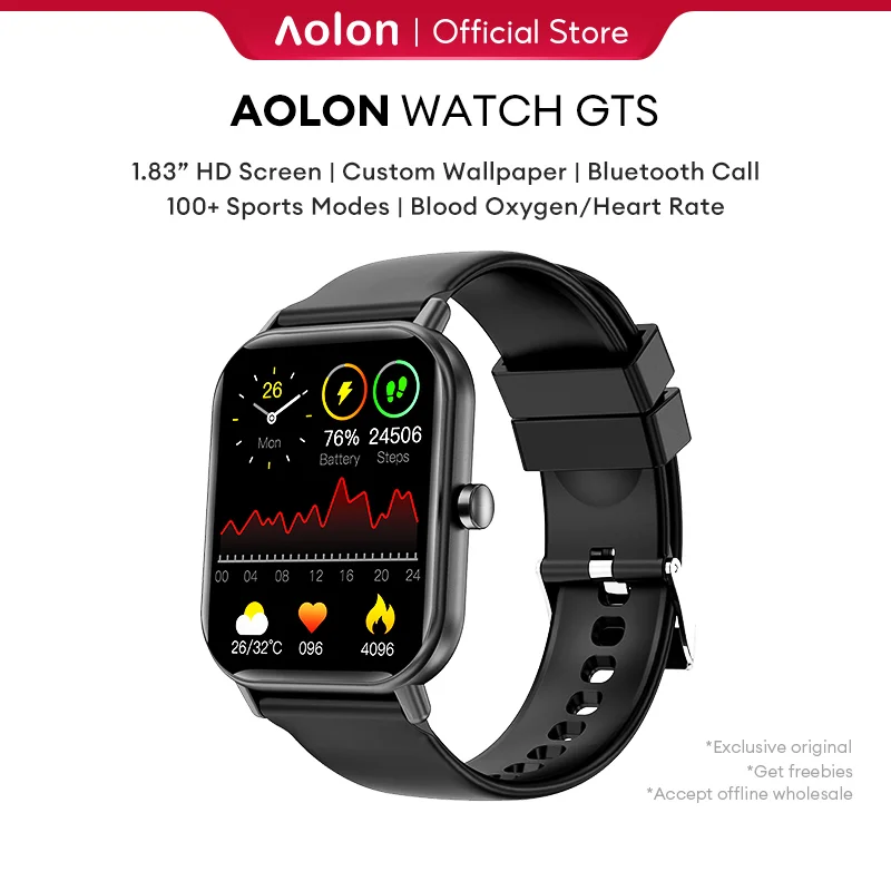 Aolon GTS Smart Watch 1.83-Inch HD Bluetooth Call Sport Fitness Tracker Heart Rate IP68 Waterproof Smartwatch For Men Women