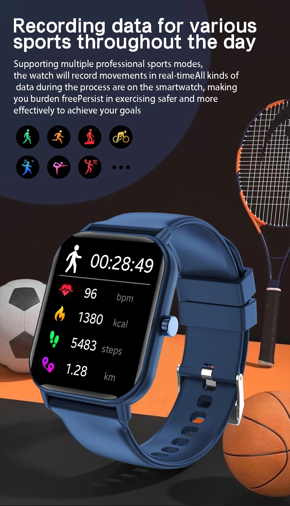 Aolon GTS Smart Watch 1.83-Inch HD Bluetooth Call Sport Fitness Tracker Heart Rate IP68 Waterproof Smartwatch For Men Women