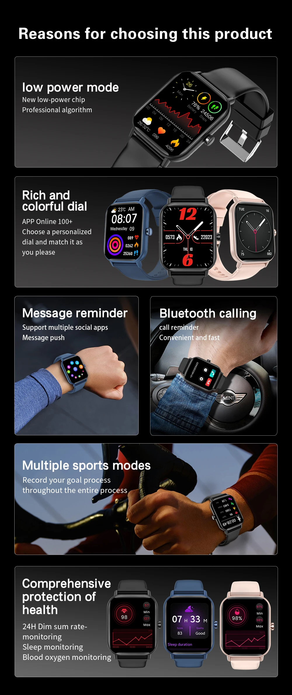 Aolon GTS Smart Watch 1.83-Inch HD Bluetooth Call Sport Fitness Tracker Heart Rate IP68 Waterproof Smartwatch For Men Women