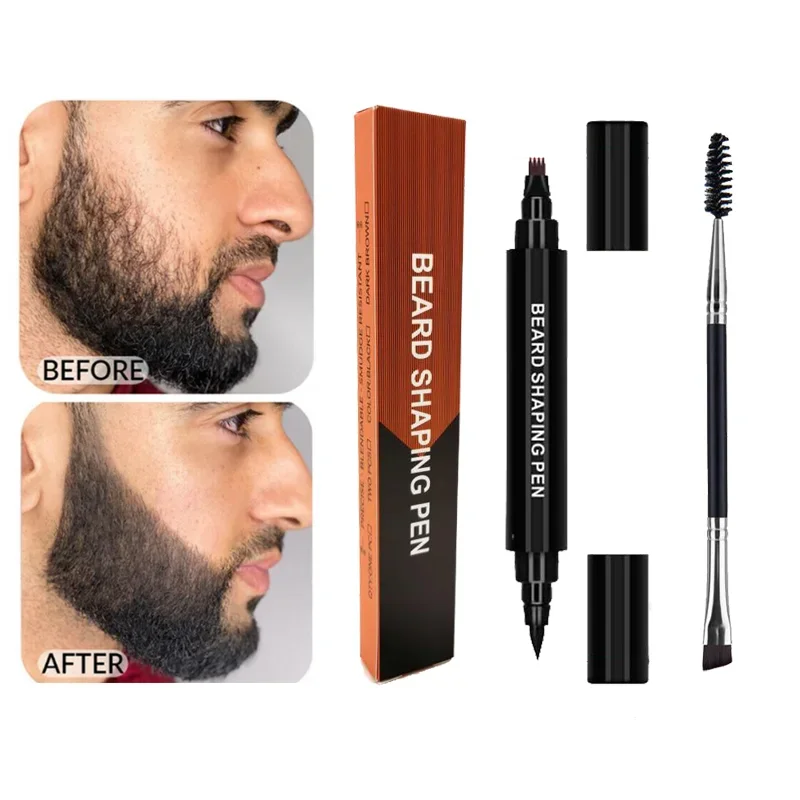 1 Set Men Fashion Beard Makeup Enhancer Waterproof Moustache Black Beard Filler Tools Anti Hair Loss Facial Whiskers Styling Pen