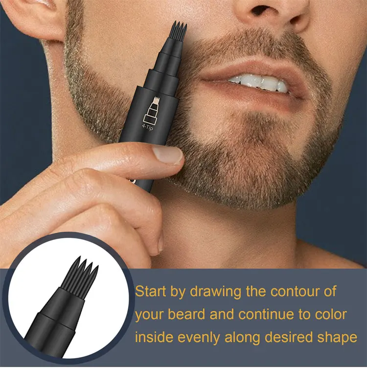 Beard Pen Filler Men Waterproof Moustache Coloring Pen Beard Coloring Filling Enhancer Black Fiber Hair Beard Stuffing