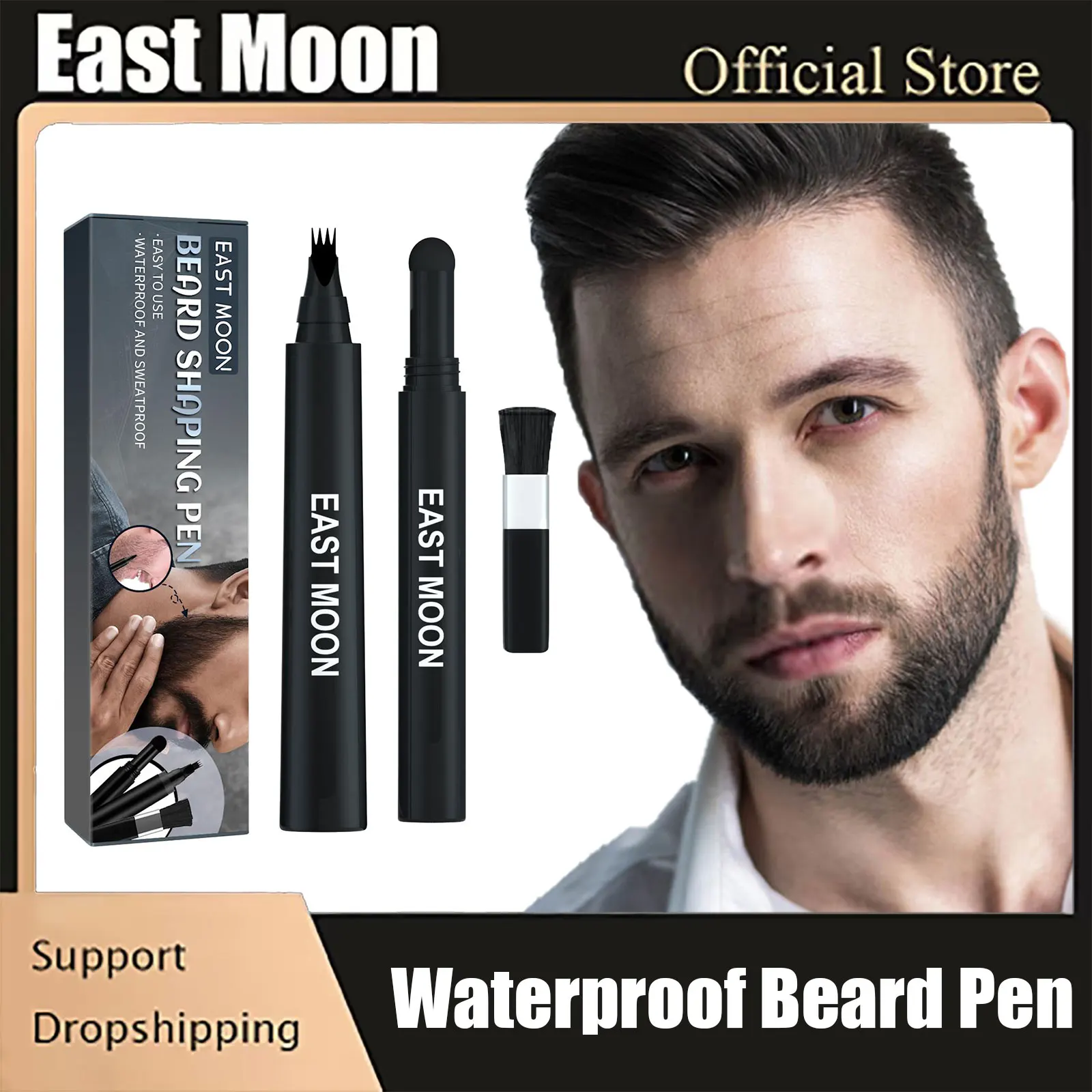 Waterproof Beard Pen Brush Beard Enhancer Lasting Hair Line Cover Repair Moustache Coloring Shaping Tools Beard Filler Pencil