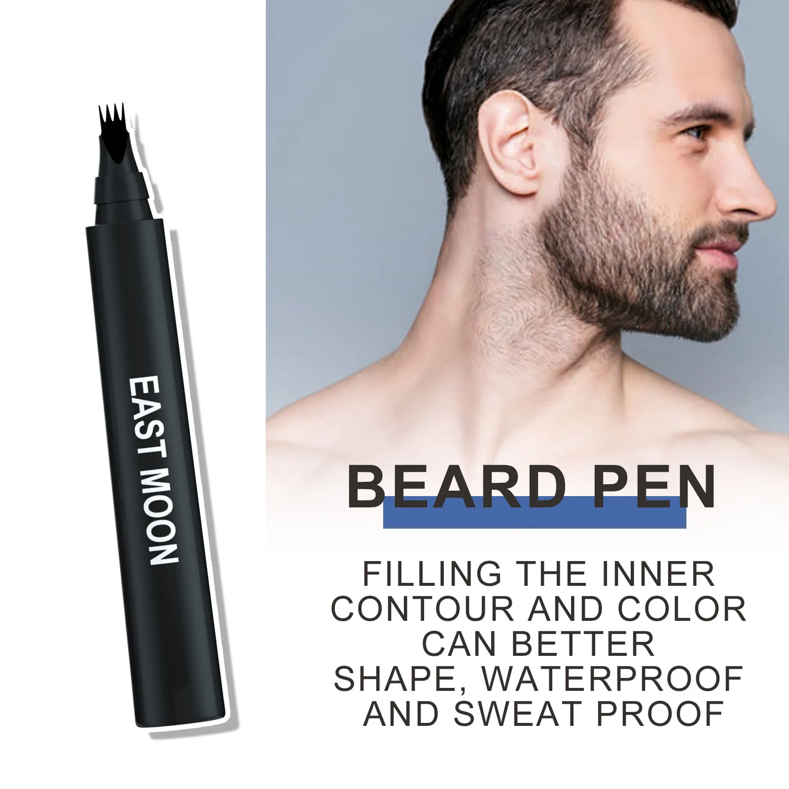 Waterproof Beard Pen Brush Beard Enhancer Lasting Hair Line Cover Repair Moustache Coloring Shaping Tools Beard Filler Pencil