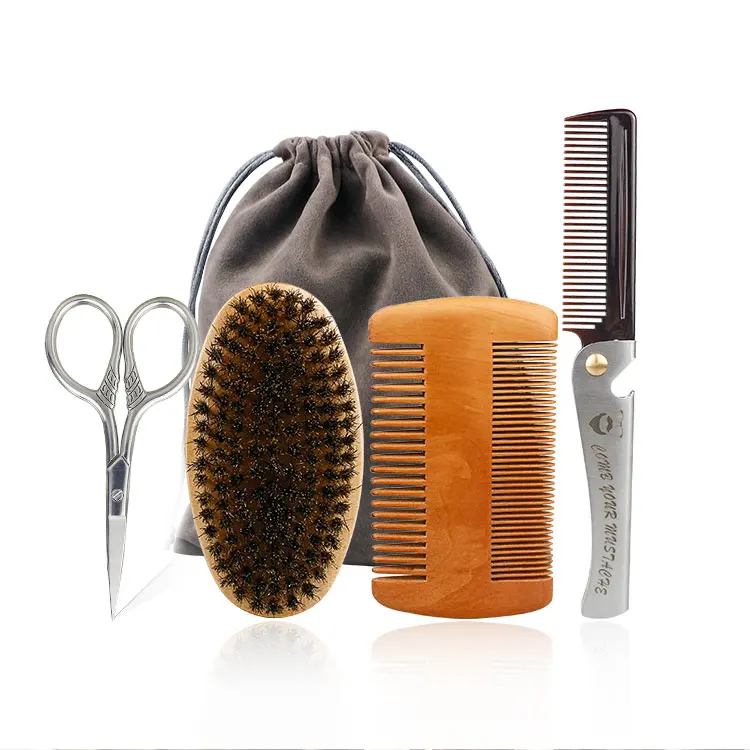 Natural Boar Bristle Wood Beard Brush Hairdresser Shaving Brush Men Mustache Comb With Gift Bag Beard Cleaning Hair Comb Set Natural Boar Bristle Wood Beard Brush Hairdresser Shaving Brush Men Mustache Comb With Gift Bag Beard Cleaning Hair Comb Set