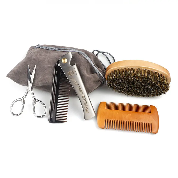 Natural Boar Bristle Wood Beard Brush Hairdresser Shaving Brush Men Mustache Comb With Gift Bag Beard Cleaning Hair Comb Set Natural Boar Bristle Wood Beard Brush Hairdresser Shaving Brush Men Mustache Comb With Gift Bag Beard Cleaning Hair Comb Set
