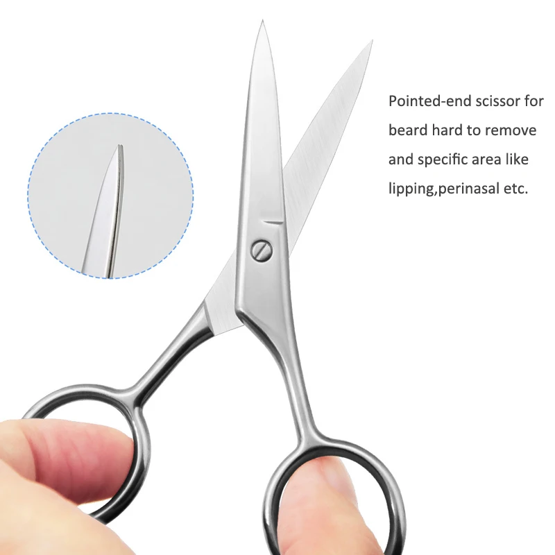 4 Pieces Beard Trimming Scissors Set, Grooming Scissors for Men Mustache Beard Comb Beard Trimmer Scissor Kit with Storage Bag