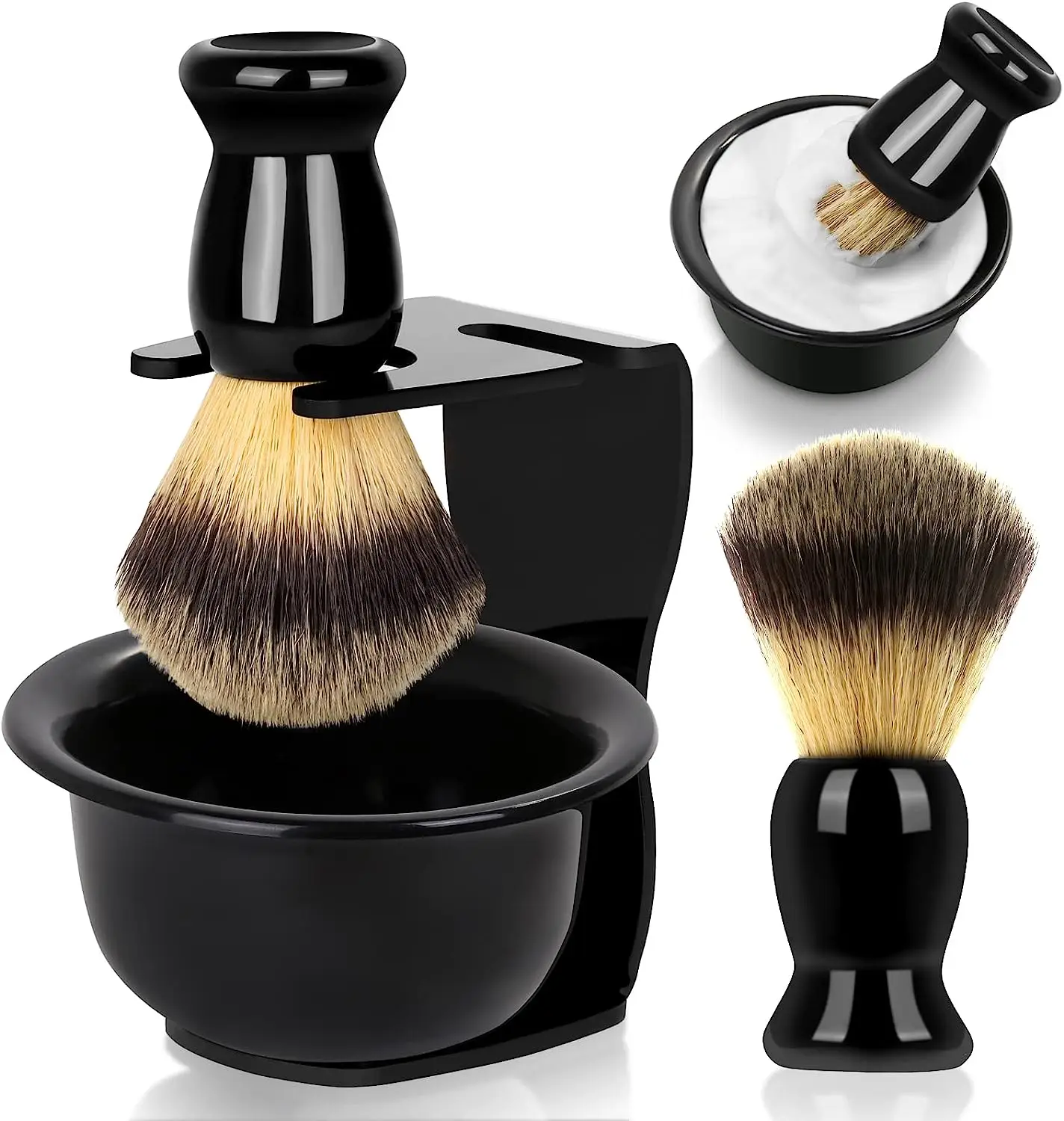 Shaving Brush Set, 3-in-1 Shaving Set with Shaving Brush, Shaving Bowl and Shaving Stand,  Father’s Day Men’s Shaving Gift Set