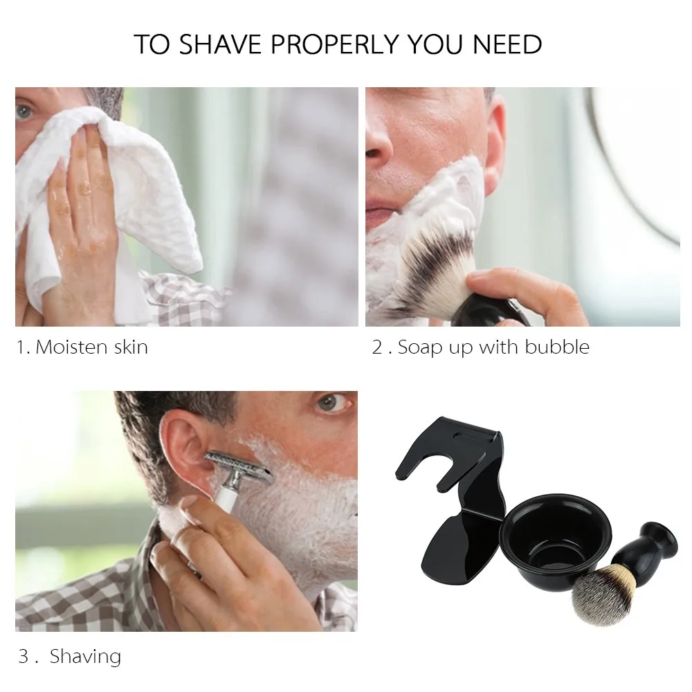 Shaving Brush Set, 3-in-1 Shaving Set with Shaving Brush, Shaving Bowl and Shaving Stand,  Father's Day Men's Shaving Gift Set Shaving Brush Set, 3-in-1 Shaving Set with Shaving Brush, Shaving Bowl and Shaving Stand,  Father's Day Men's Shaving Gift Set
