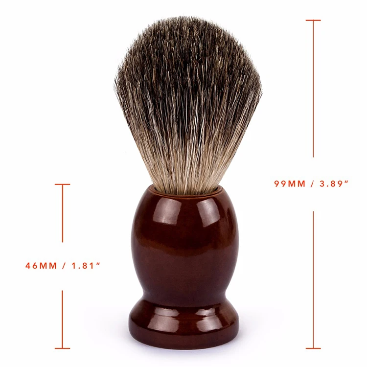 Qshave Man Pure Badger Hair Shaving Brush Wood 100% for Razor Double Edge Safety Straight Classic Safety Razor Brush