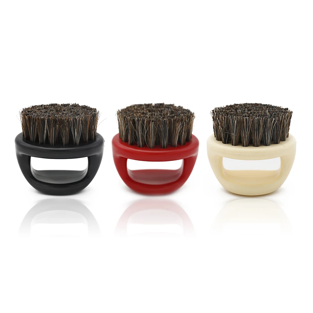 Barbershop Ring Hair Brush Horse Bristle Beard Brush Men Shaving Brush Portable Barber Beard Brushes Salon Facial Cleaning Brush