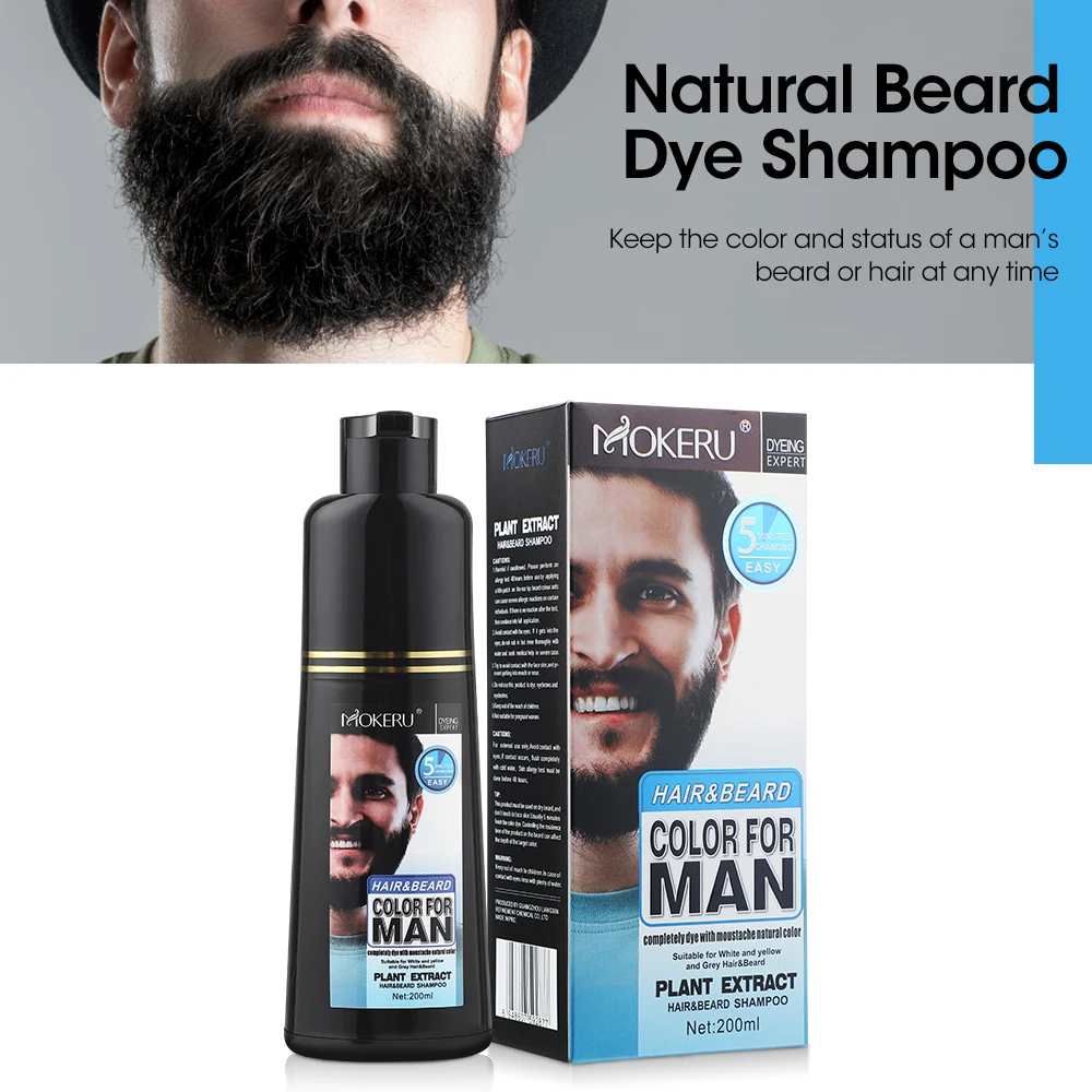 200ml Herbal Extract Fast Permanent Black Dye Grey Hair Shampoo Natural Black Beard Dye Shampoo For Men Hair Color Dye
