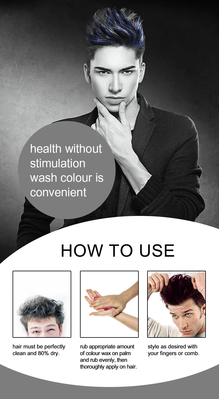 Sevich Temporary Hair Color Wax Men Diy Mud One-time Molding Paste Dye Cream Hair Gel for Hair Coloring Styling Silver Grey 120g