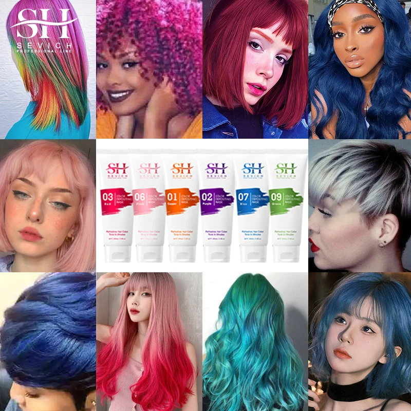 Sevich 9 colors Fashion 15 daysTemporary Hair Dye Mask Mild Formula Diy 5-Minute Coloring Easy Wash Plant Dyeing Hair Mask 100ML