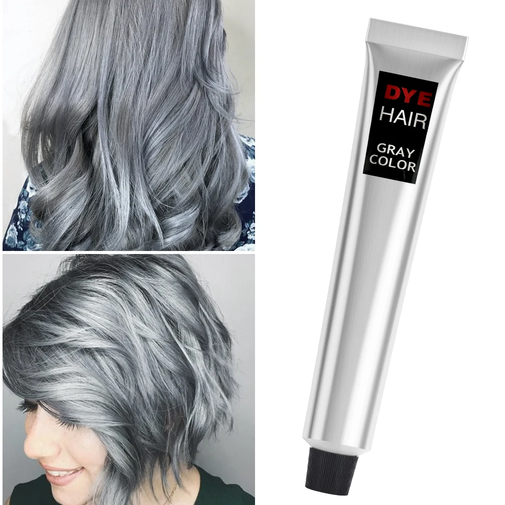 100ML Fashion Light Gray Color Hair Dye Cream Natural Permanent Grey Hair Color Dye Super  Natural Plant Hair Dye Cosmetic