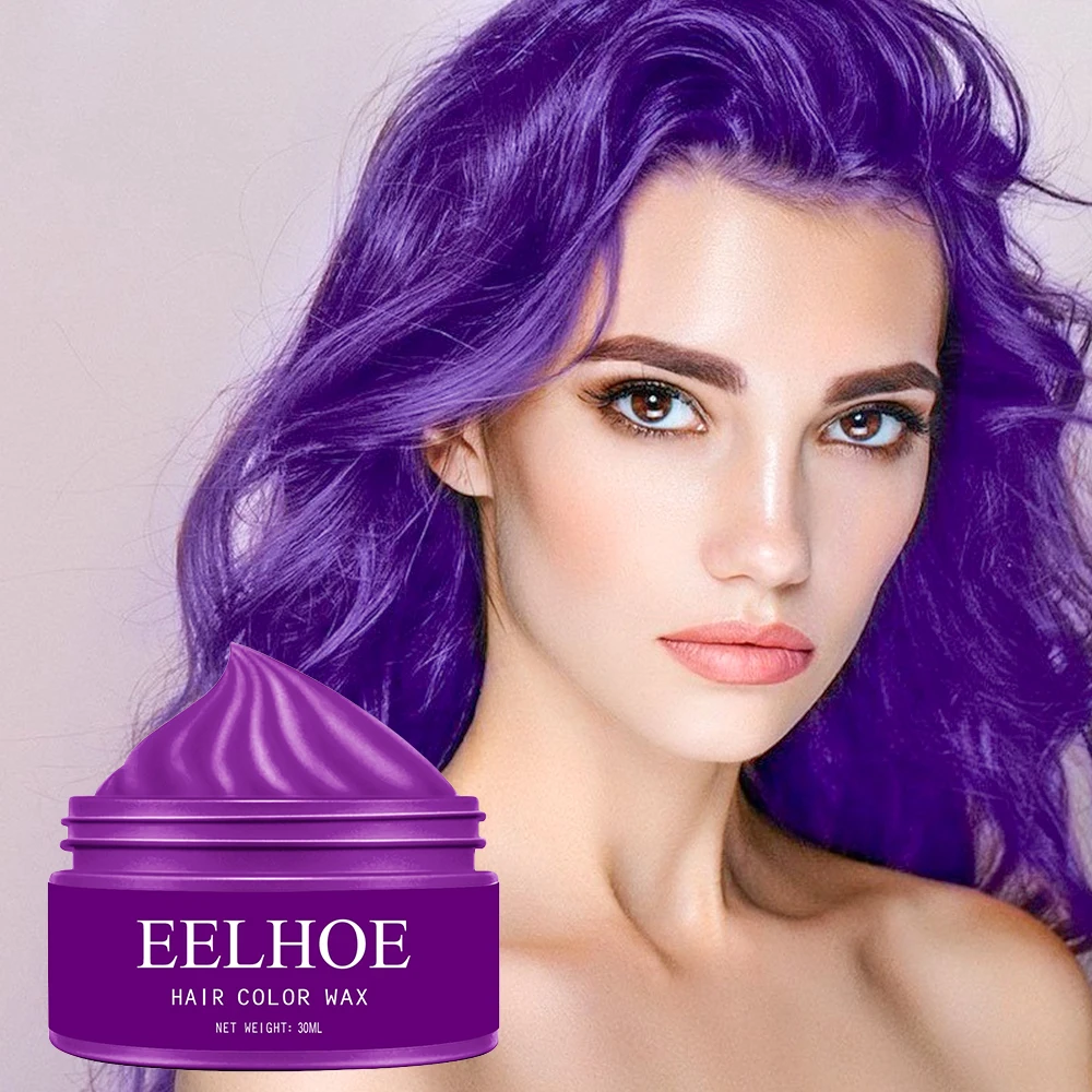 Color Hair Wax Styling Pomade Silver Grandma Grey Disposable Natural Hair Strong Gel Cream Hair Dye for Women Men Purple