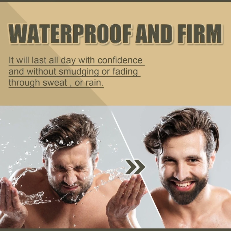 Beard Pencil Filler with 4 Tip Applicator Brush Long Lasting Creates Natural Looking Beard Moustache Eyebrows for Men