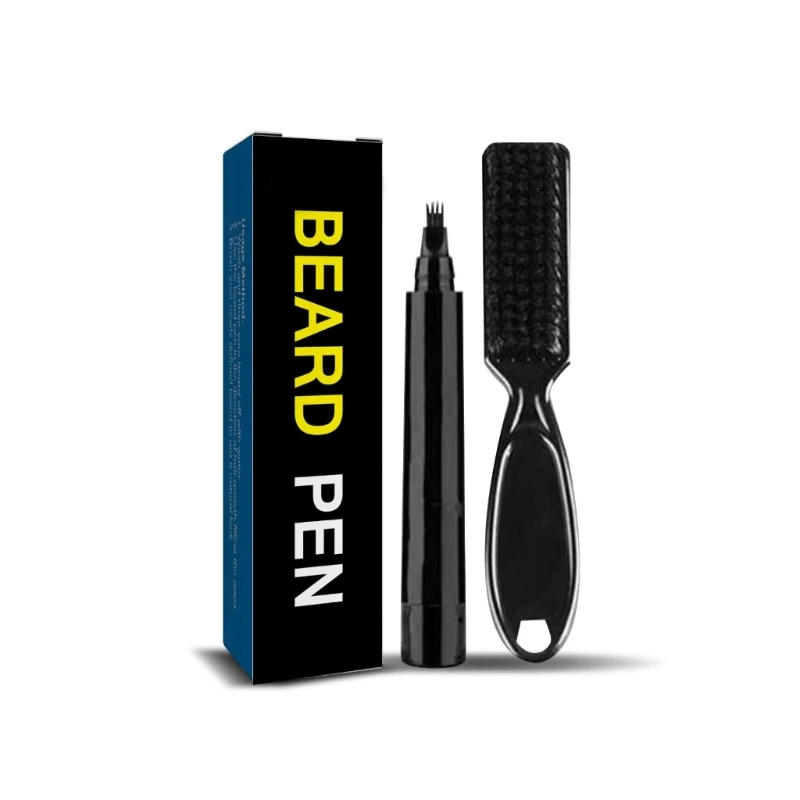 Beard Pencil Filler with 4 Tip Applicator Brush Long Lasting Creates Natural Looking Beard Moustache Eyebrows for Men