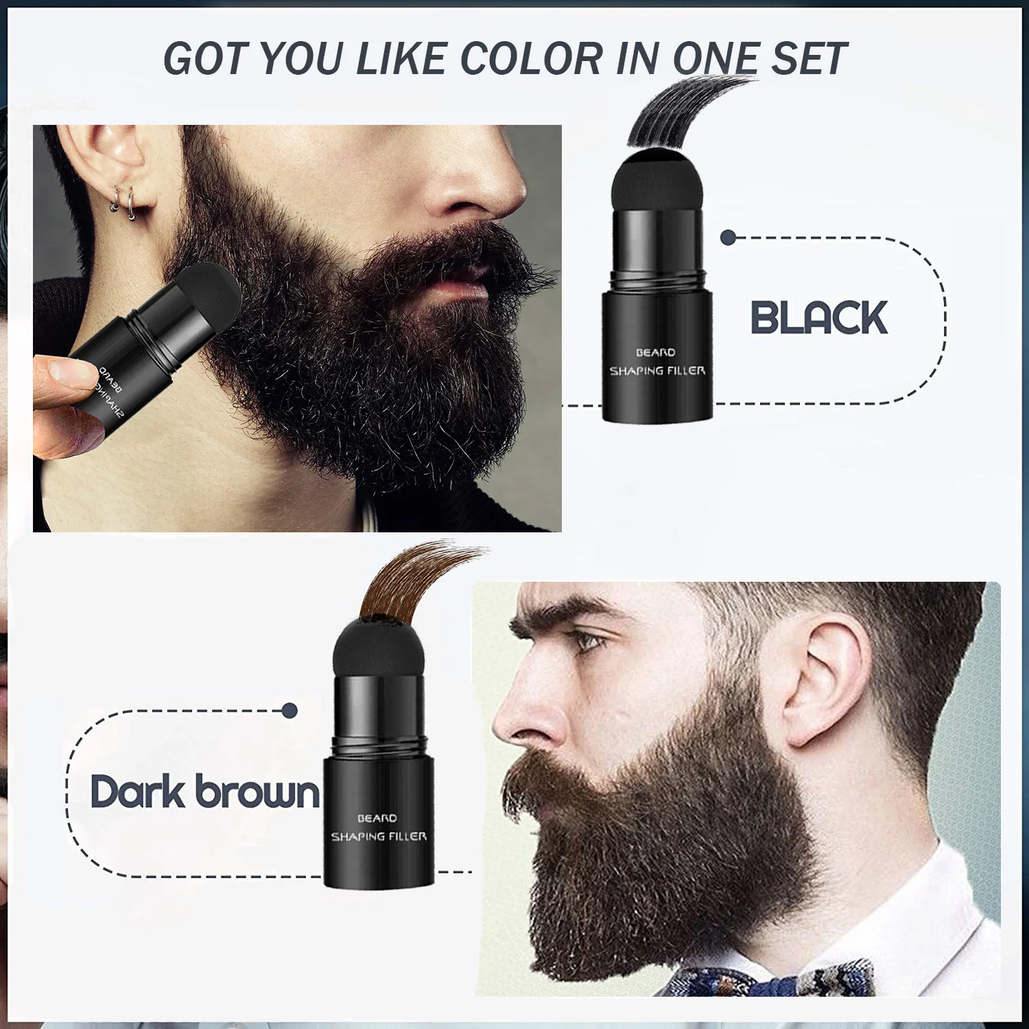 Men Beard Filling Stick Repair Stamp Hair Filler Powder Men Hair Enhance Pen Facial Hair Color Filler Pencil Hair Growth Product