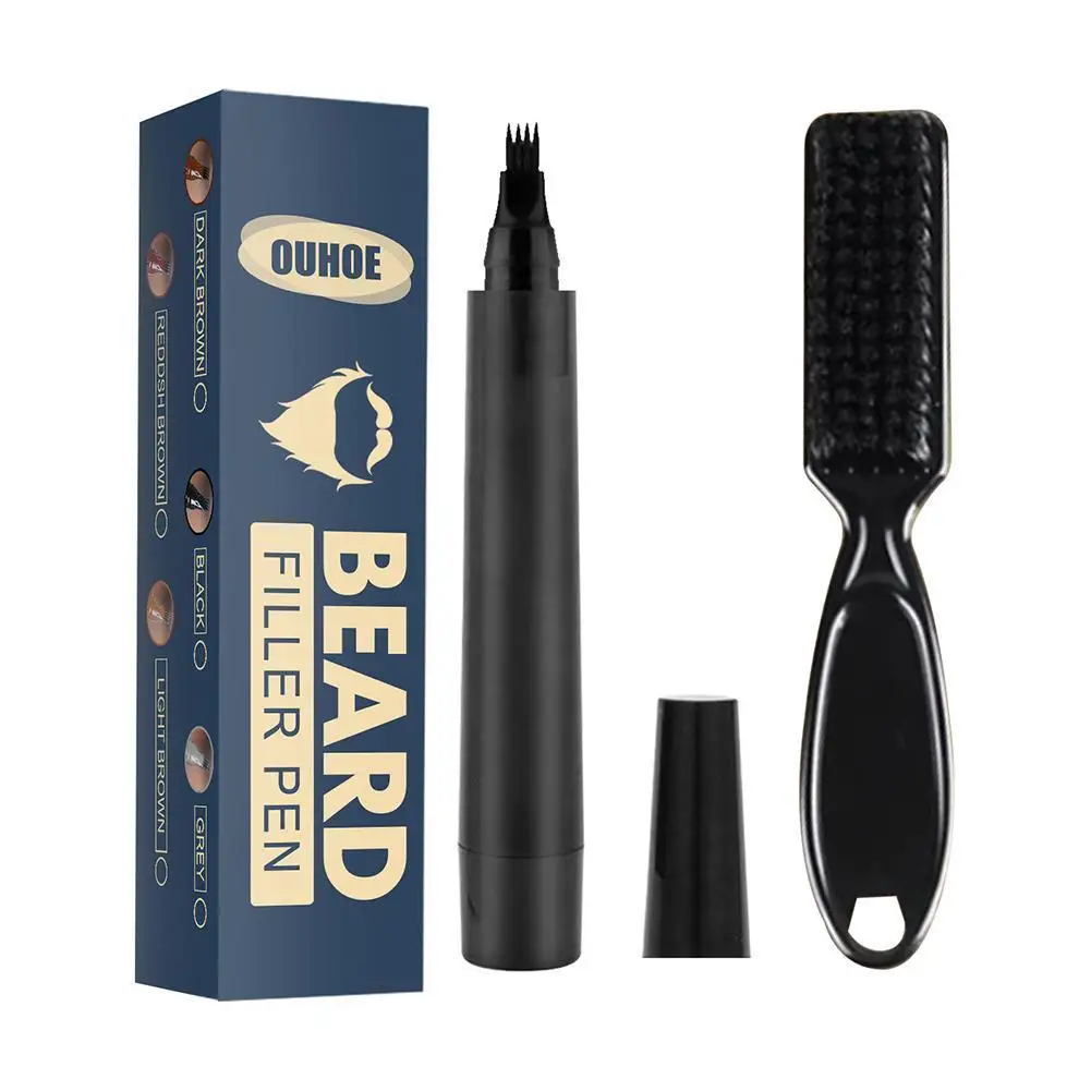 Beard Pen For Men Beard Filling Pen Kit Barber Pencil Enhancer Brush Waterproof Beard Coloring Tools Black Brown Gifts For Men