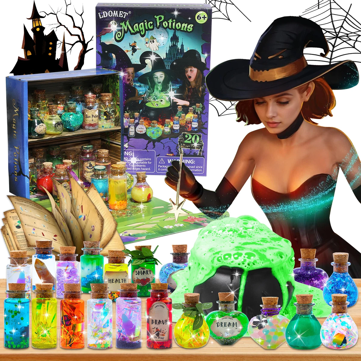 DIY Fairy Magical Potions Kit Horror Halloween Christmas Gifts Witches’ Magical Color Changing Freezing Potions Art Craft Kit