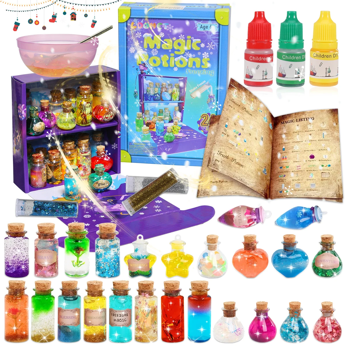 24 bottles DIY Fairy Magic Potions Kit Freeze Potion DIY Mixed Magic Wizard Potion Bottles Science Games Toys Children Gift