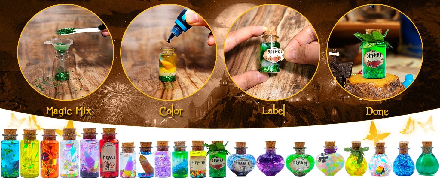 DIY Fairy Magical Potions Kit Horror Halloween Christmas Gifts Witches' Magical Color Changing Freezing Potions Art Craft Kit DIY Fairy Magical Potions Kit Horror Halloween Christmas Gifts Witches' Magical Color Changing Freezing Potions Art Craft Kit