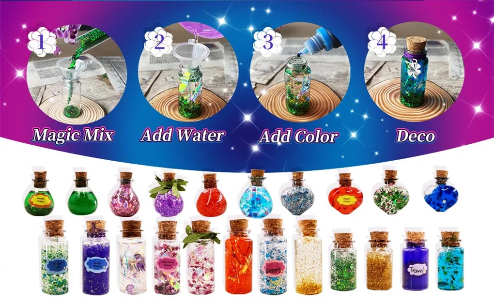 DIY Magical Potions DIY Handmade Toys Christmas Fairy Magic Potions Kit for Kids Halloween Decorations Toy 20/22 Bottles