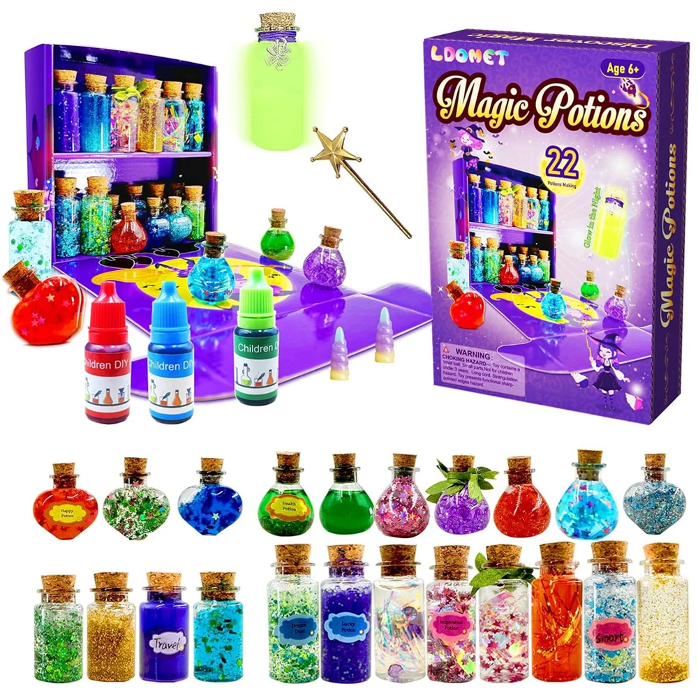 DIY Mixed Magic Wizard Potion Bottles Color Changing luminous Potions Art Craft Kit Kids Family Educational Toys Birthday Gifts