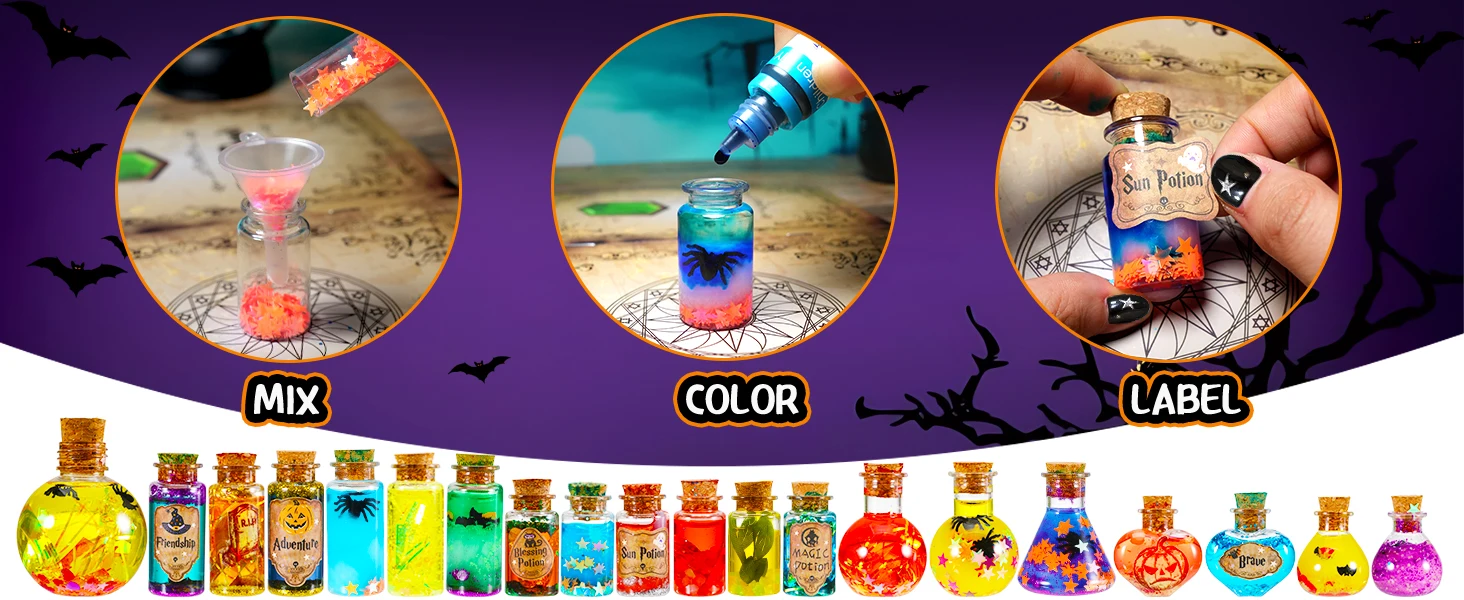 DIY Mixed Magic Wizard Potion Bottles Color Changing luminous Potions Art Craft Kit Kids Family Educational Toys Birthday Gifts