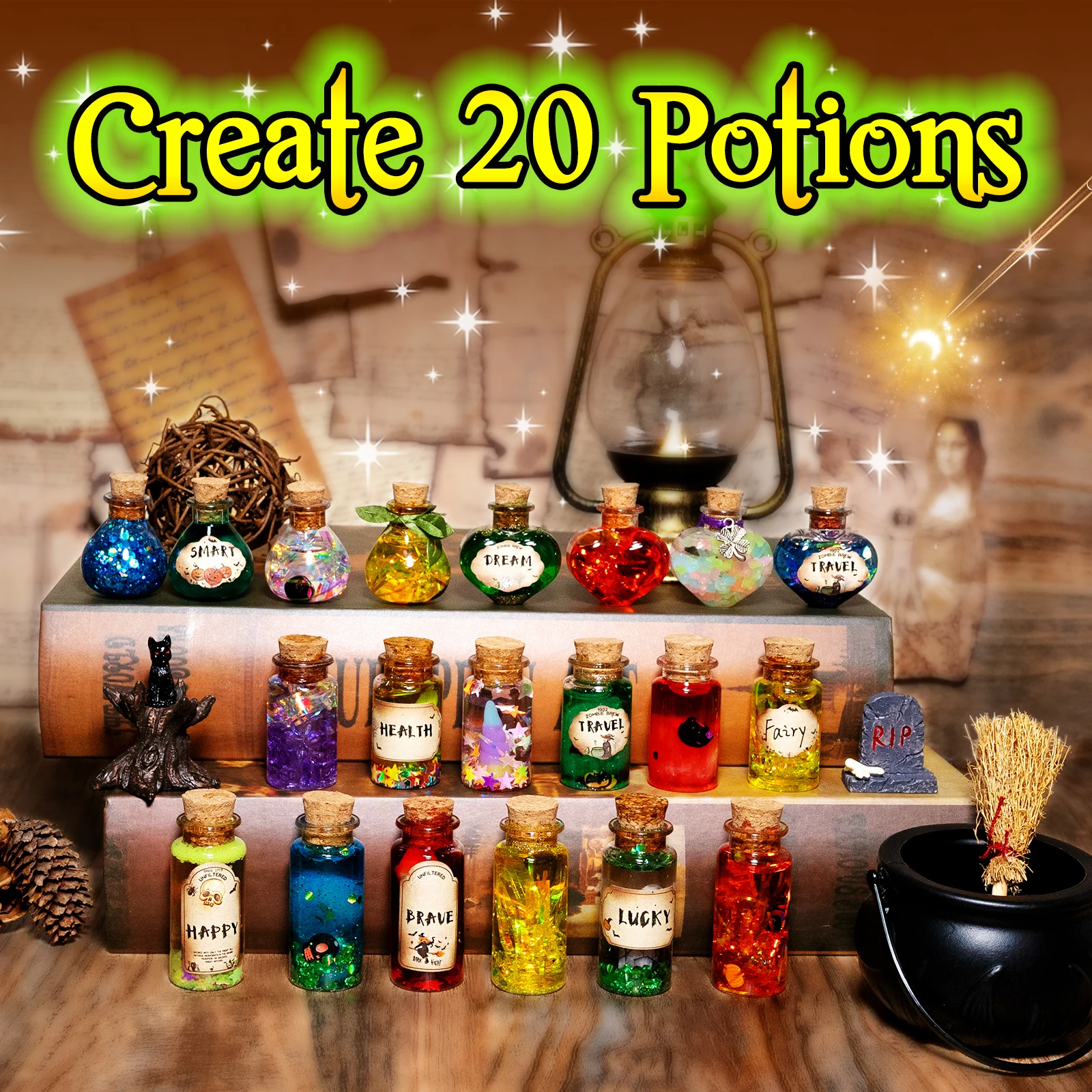 DIY Mixed Magic Wizard Potion Bottles Color Changing luminous Potions Art Craft Kit Kids Family Educational Toys Birthday Gifts