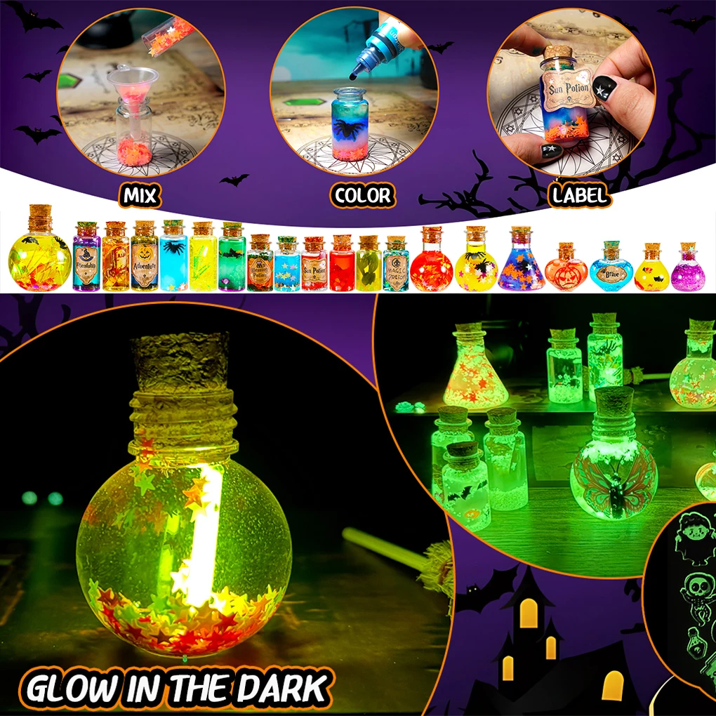 24pcs DIY Halloween Witch Magical Potions Fairy Mixies Potion Kits Christmas DIY Handmade Decors Creative Crafts Toys Fairy Magi 24pcs DIY Halloween Witch Magical Potions Fairy Mixies Potion Kits Christmas DIY Handmade Decors Creative Crafts Toys Fairy Magi