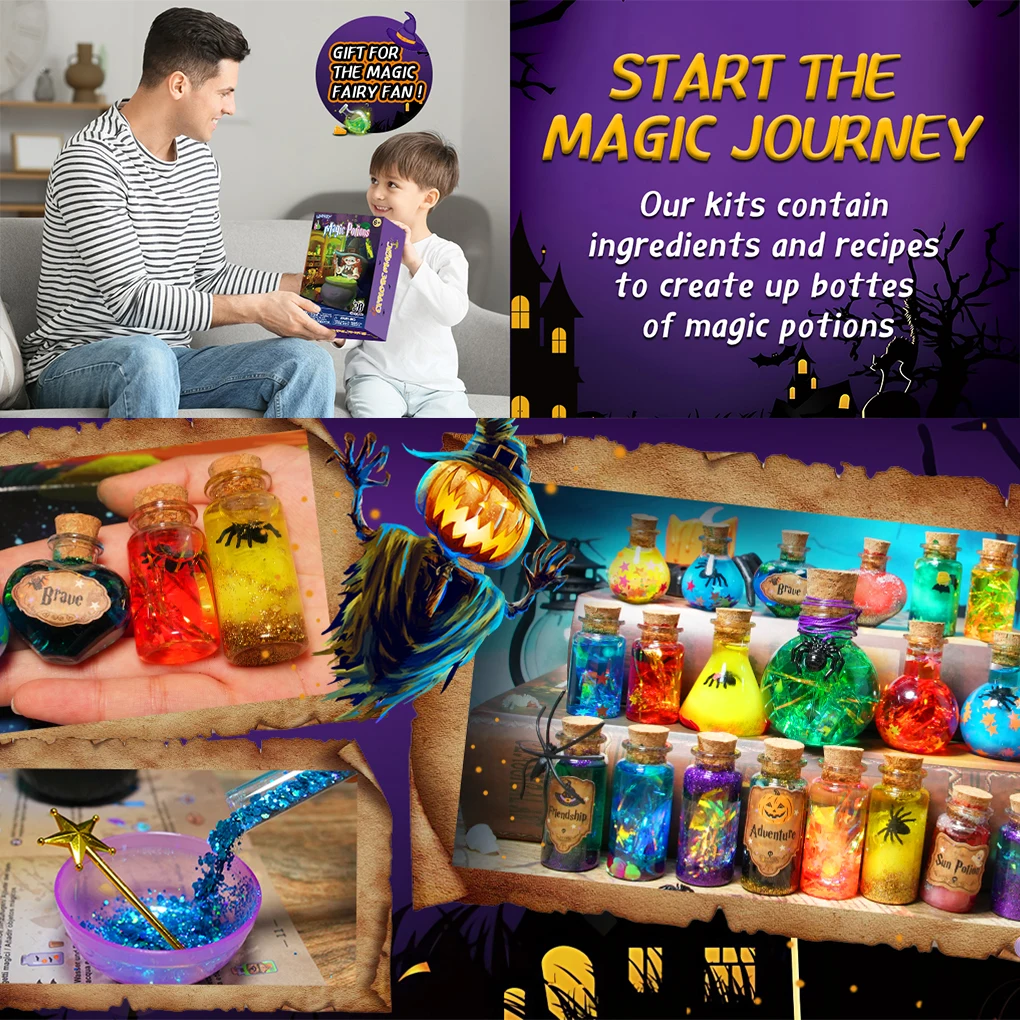 24pcs DIY Halloween Witch Magical Potions Fairy Mixies Potion Kits Christmas DIY Handmade Decors Creative Crafts Toys Fairy Magi 24pcs DIY Halloween Witch Magical Potions Fairy Mixies Potion Kits Christmas DIY Handmade Decors Creative Crafts Toys Fairy Magi