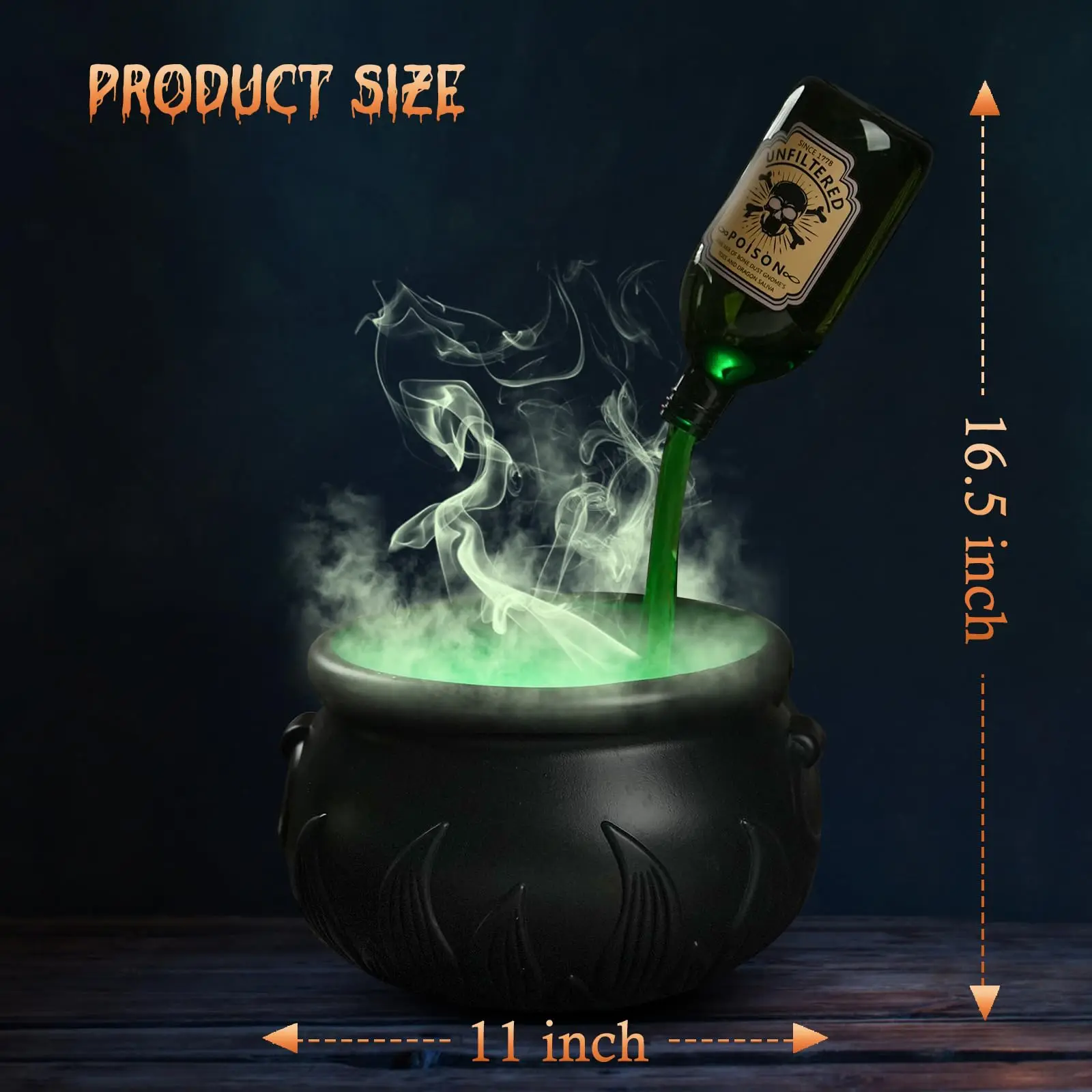 DIY Floating Potion Set with Witches Cauldron and Mist Maker Halloween Decor Spooky Vintage Black Bowl Hocus Pocus Party Decor