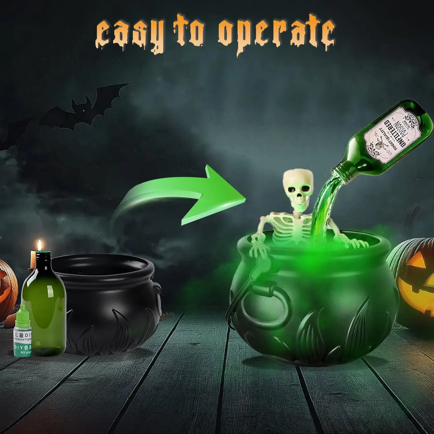 DIY Floating Potion Set with Witches Cauldron and Mist Maker - Spooky Vintage Black Plastic Bowl Hocus Pocus Party Decor DIY Floating Potion Set with Witches Cauldron and Mist Maker - Spooky Vintage Black Plastic Bowl Hocus Pocus Party Decor